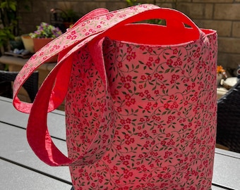Coral Flowers Cotton Tote Bag