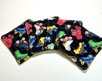 Roller Skates Mug Rugs: Cotton Coasters, Set of 4