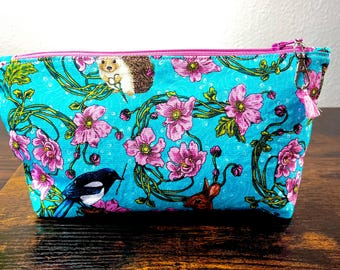 Adorable Woodland Animals Fabric Zippered Pouch