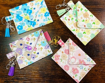 Floral Mini Card Wallets with Keychain