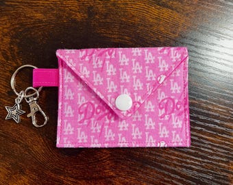 LA Dodgers Pink Mini Card Wallet with Keychain