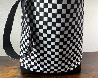 Checkered Fabric Tote Bag