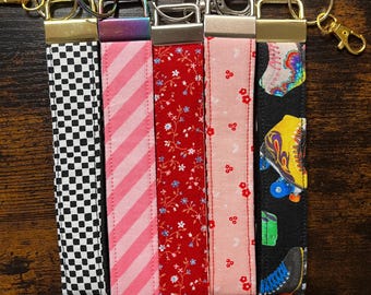 Handmade Fabric Keychains, Wristlet Key Fobs, Assorted Colors