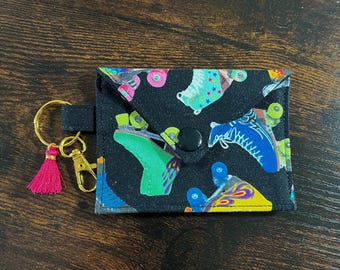 Roller Skates Mini Card Wallet with Keychain