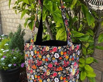 Vintage Floral Flat-bottomed Tote Bags