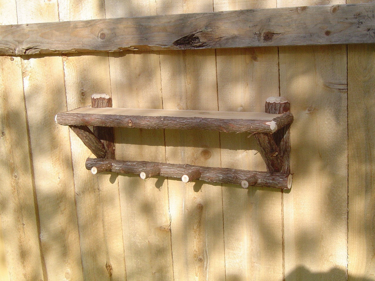 Log Shelf With Pegsrustic Cedar Log Shelvescoat Racktowel Etsy