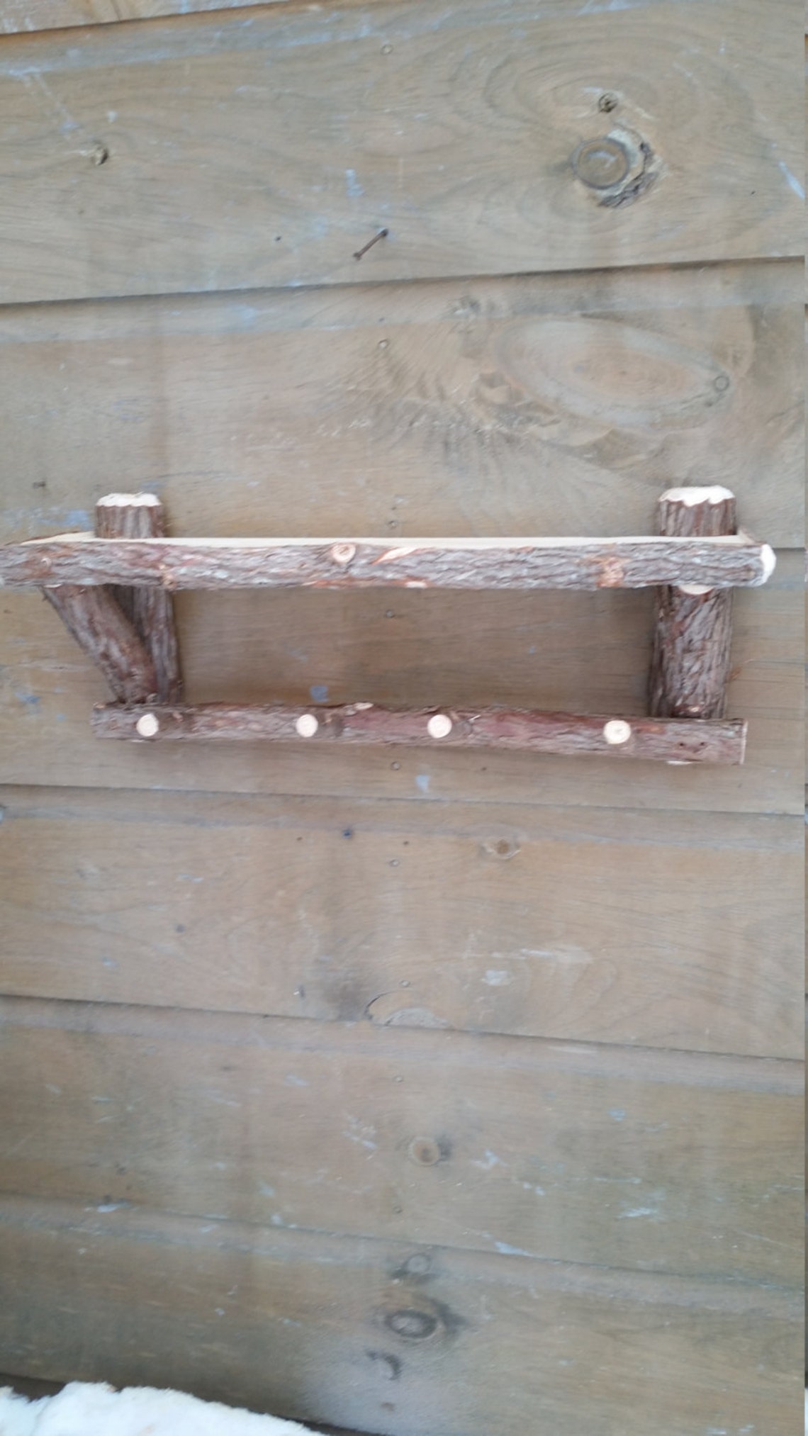 Log Shelf With Pegsrustic Cedar Log Shelvescoat Racktowel Etsy