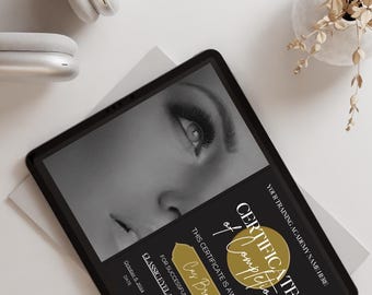 Editable Training Certificate of Achievement | Canva Editable | Beauty Academy Digital Template Lashes, Brows | Certificate of Completion