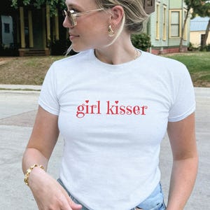 Lesbian Pride Baby Tee, Funny Girl Kisser Tank, LGBTQ Shirt, Feminist Pride Party Crop Tank, Lesbian Pride Gift for Her, Pride Month Shirt