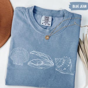 Camiseta de conchas marinas de los 90 con estilo vintage Comfort Colors®, camiseta retro Y2K con conchas marinas, camisetas de verano con temática marina, camiseta con animales marinos, camiseta para amantes del mar