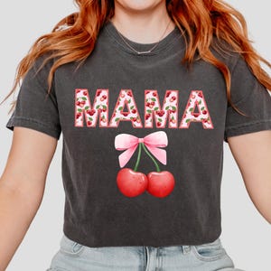 Comfort Colors® Mama Cherry T-Shirt, New Mom Gift,  Mothers Day Gift, Cherry Tee, Fruit Tshirt, Cherry Mom Shirt, Baby Announcement