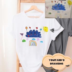 Custom Kid&#39;s Drawing Shirt, Children&#39;s Art Tee, Actual Drawing Shirt,Kids Art Shirt,Gift for Mom,Fathers Day,Gift for Dad,Personalized Gift