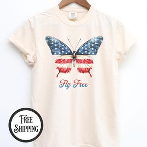 Comfort colors, fourth of July shirt, independence shirt, USA pride shirt,patriotic shirt, american shirt, butterfly shirt, US patriot shirt