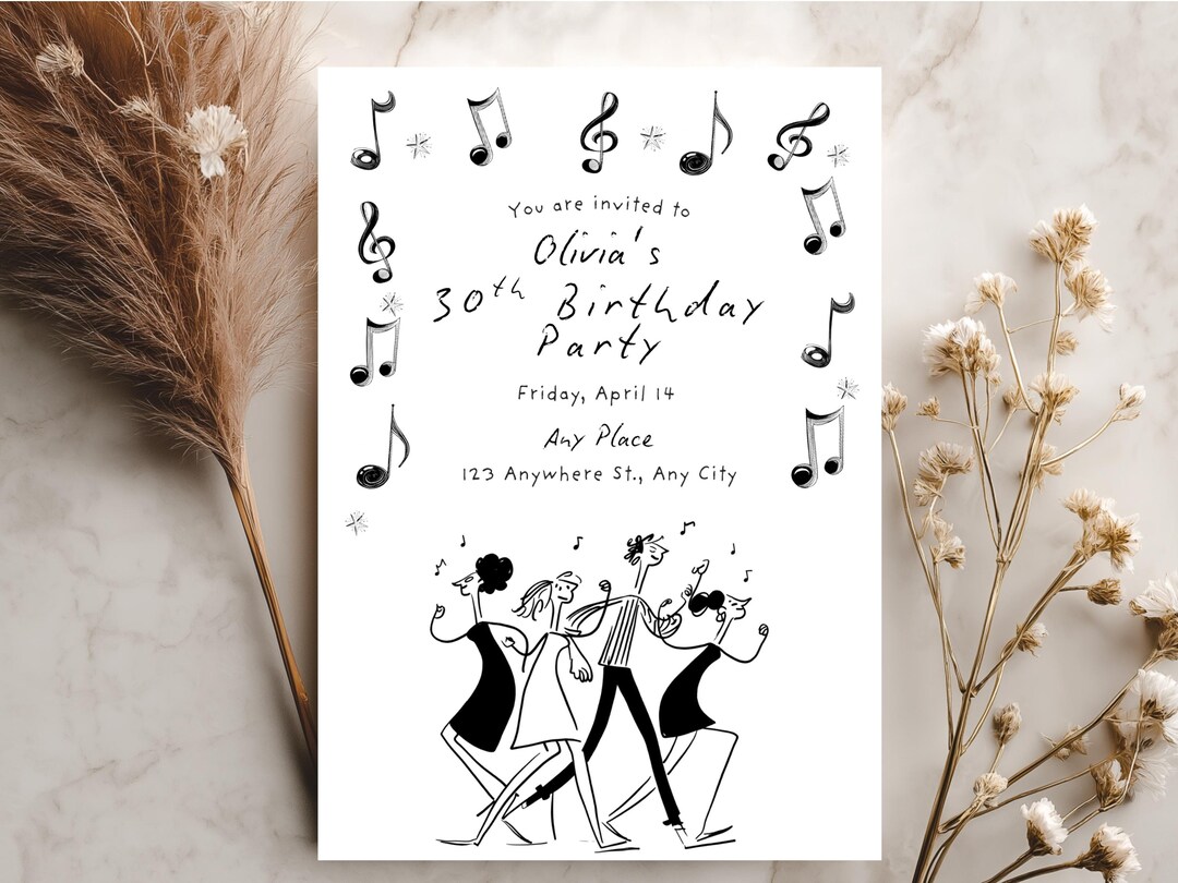 Party Invite Sample Note Editable Birthday Party Invite, 20th, 30th, 40th Birthday, Dance Party ...