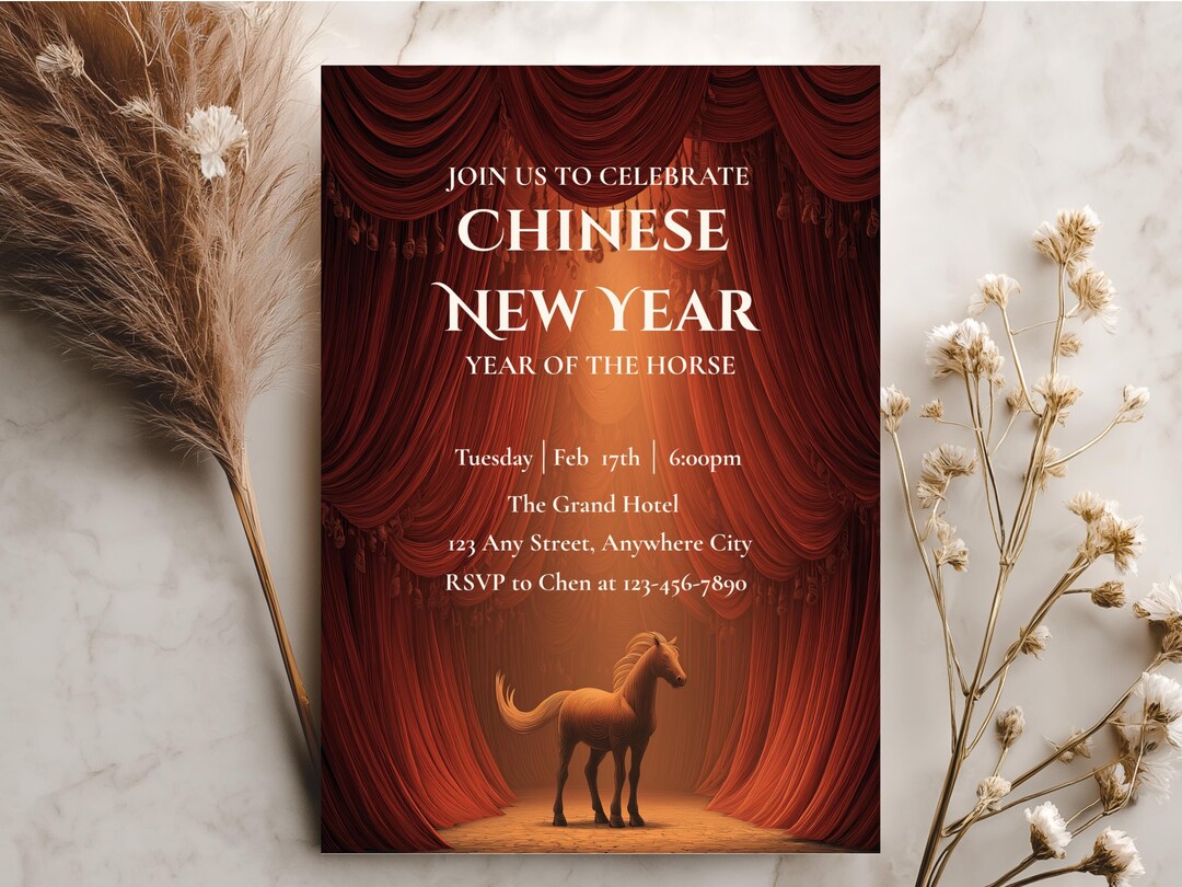 Chinese New Year Invitation, 2026 Year of the Horse Lunar New Year ...