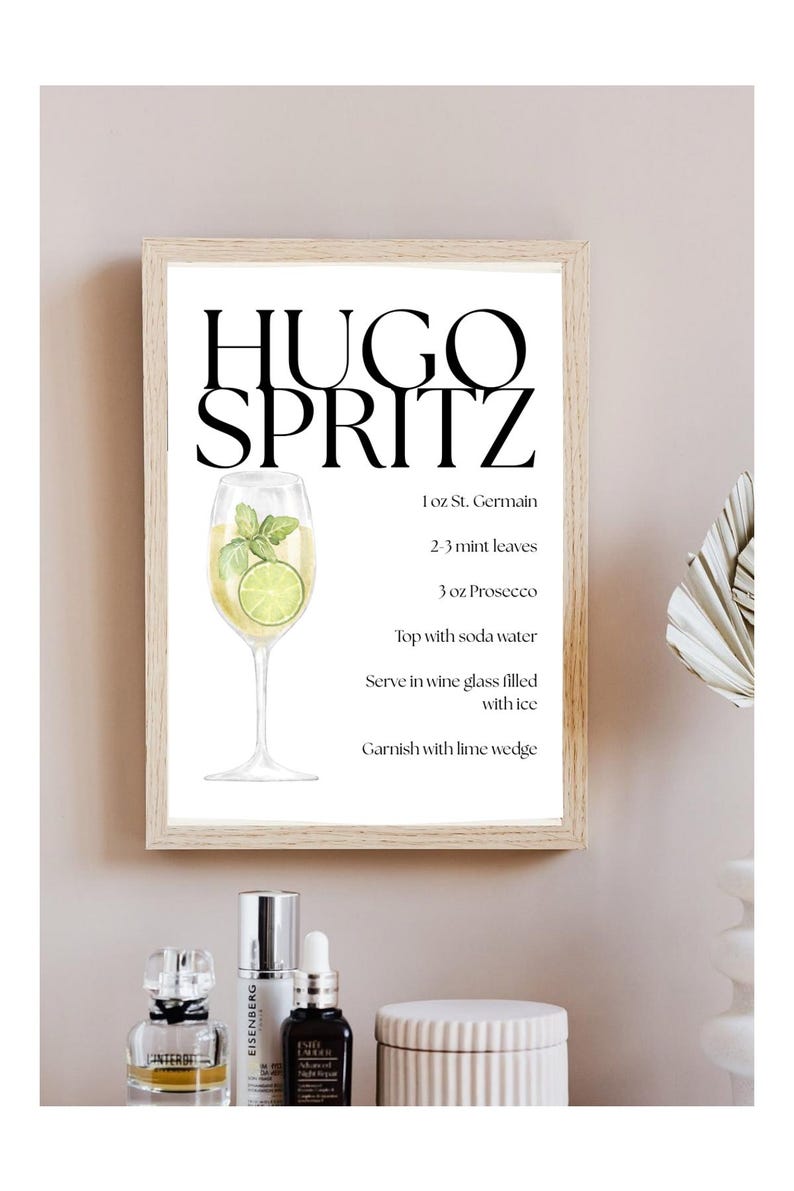 Hugo Spritz Recipe Print, Bar Cart Decor, Mixology Art (instant ...