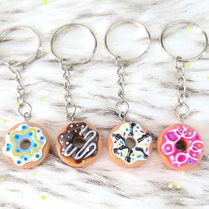 Donut Keychain | Realistic & Unique Keyring | Cute Dessert Keychain | Birthday Party Favors | 6 Designs Available
