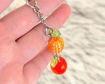 タンジェリンキーチェーン オレンジダブルチャーム