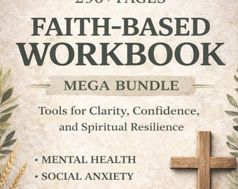 Faith-Based Mental Health Workbook MEGA Bundle, Anxiety, Identity in Christ (Instant Download PDF)