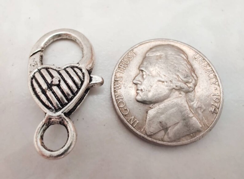 for jewelry making Decorative silver lobster clasps 25mm heart shape Lots more to choose from in my shop
