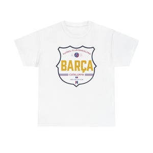 T-shirt Officiel FC Barcelona Flag White - 100% Coton, Effet Drapeau