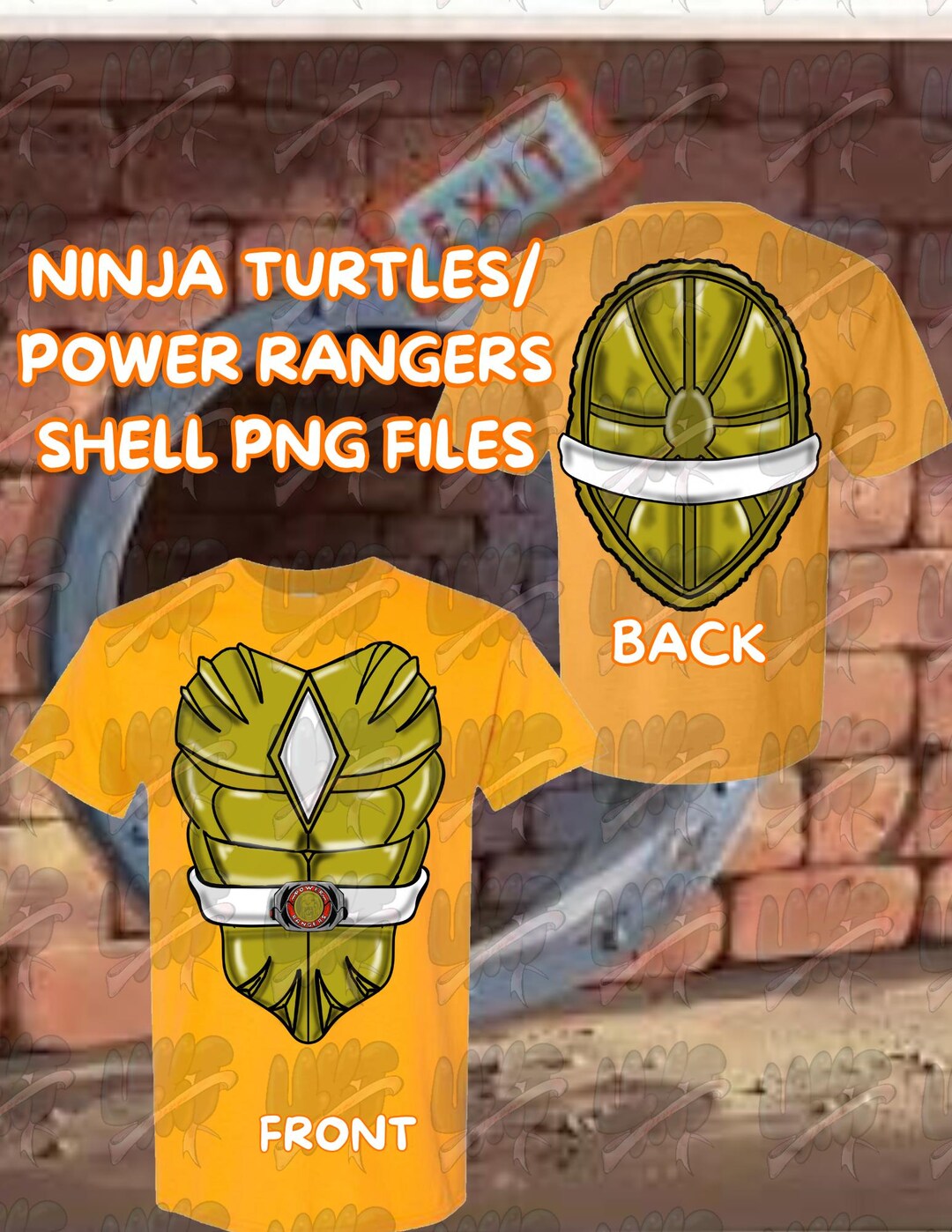 Power Rangers Turtle Version Ninja Turtle Power Rangers T-shirt PNG – Printable Fan Art Design DIY ...