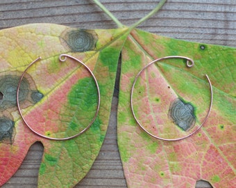 Backless Copper Hoop Earrings- 20g Rustic Hammered Copper Medium-Sized Hoop Earrings - Made to Order