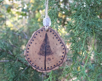 Winter Solstice Decoration - Yule Tree Ornament - Christmas Decor - Wood Burned Ornament - Pagan Holiday