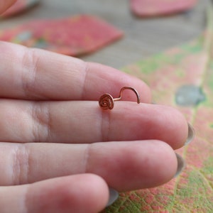 Hammered Copper Spiral Nose Stud Screw or L-Shape Piercing 20gauge OR 18gauge Pierced Nostril Jewelry image 5