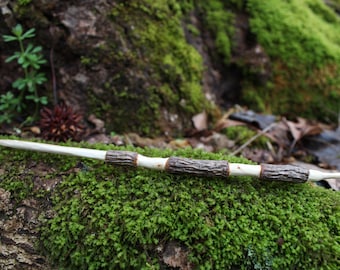 Magick Wand - OOAK Curved Wooden Fir Wand for Spell Casting - Tools for Witches and Warlocks