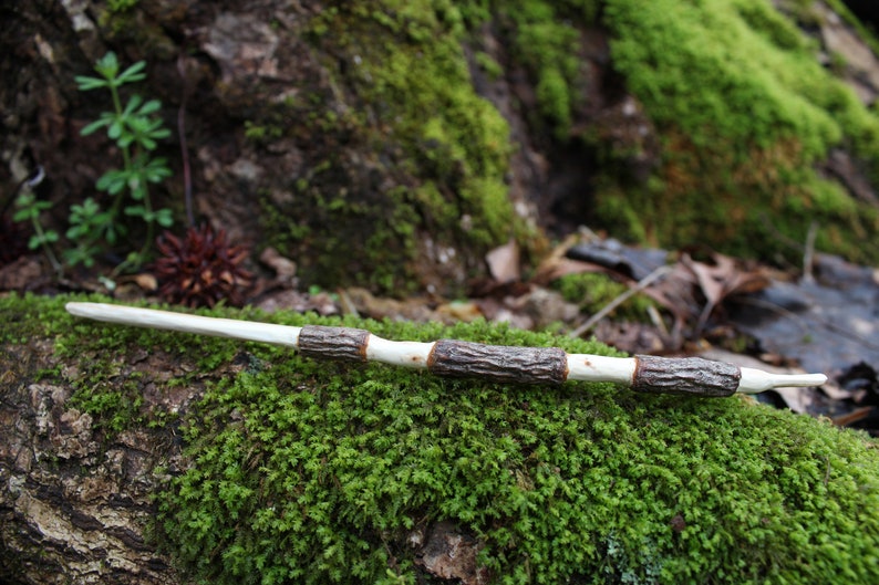 Magick Wand OOAK Curved Wooden Fir Wand for Spell Casting Tools for Witches and Warlocks image 1