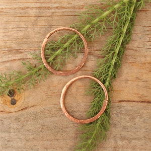 Hammered Copper Closed Hoop Earrings for Streched Ear Lobes - 1&quot; Wide Hoops - 10g, 12g, -or- 14g - Made to Order - Choose Your Gauge