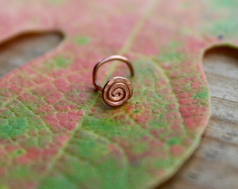 Vis de goujon de nez en spirale en cuivre martelé ou piercing en forme de L - calibre 20 OU calibre 18 -Bijoux de narine percés