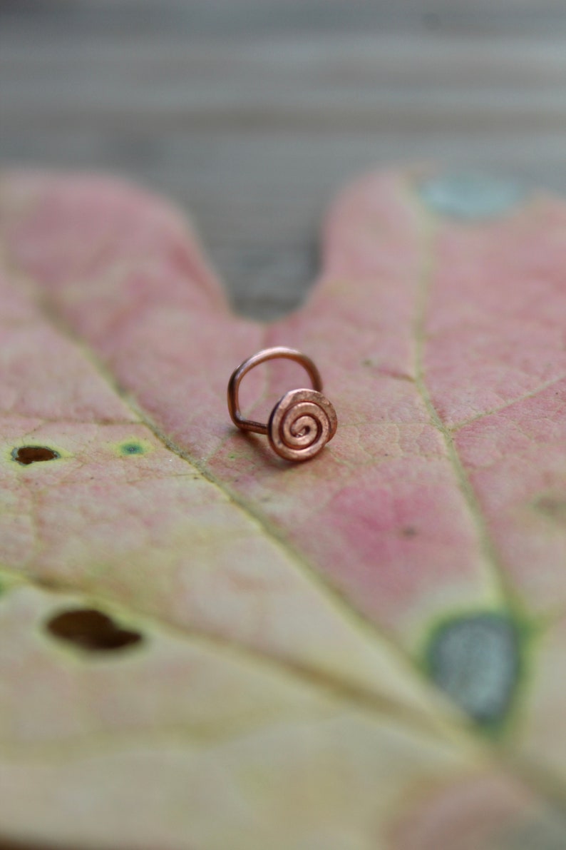 Hammered Copper Spiral Nose Stud Screw or L-Shape Piercing 20gauge OR 18gauge Pierced Nostril Jewelry image 6