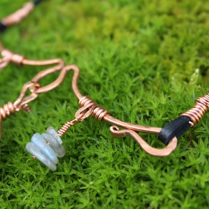 Labradorite Necklace with Hammered Copper and Leather OOAK Unique Handcrafted Jewelry by Resting Nomad image 8