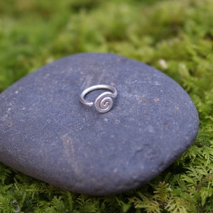 Hammered Sterling Silver Spiral Nose Ring - Single or Double - 18gauge OR 20gauge - Pierced Nostril Jewelry - Made to Order