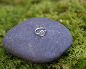 Hammered Sterling Silver Spiral Nose Ring - Single or Double - 18gauge OR 20gauge - Pierced Nostril Jewelry - Made to Order