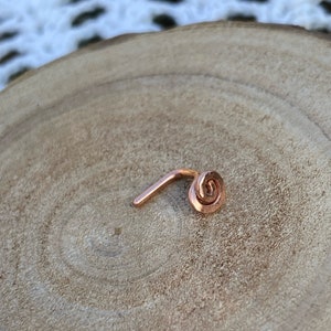 Hammered Copper Spiral Nose Stud Screw or L-Shape Piercing 20gauge OR 18gauge Pierced Nostril Jewelry image 9