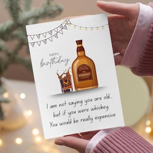 GRAPPIGE WENSKAART, woordspeling wenskaart, verjaardagskaart, humoristische verjaardagskaart voor vrienden | Grappige whisky-verjaardagskaart