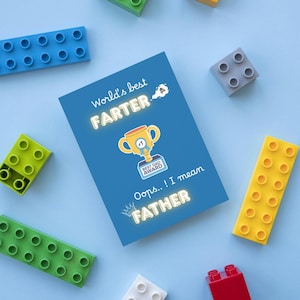 Lustige Vatertagskarte | Der weltbeste Furz Oops Vater | Papa Witz Karte | Best Dad Preis | Humorvolle Karte für Papa | A6 Grußkarte