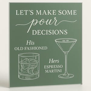 His & Hers Cocktails - Plexiglass Bar Sign