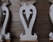 Antique Wood pediment Architectural salvage chippy white panel Gingerbread French Country home garden supplies