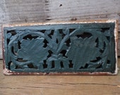 Vintage wood panel pediment salvage Maple leaves Black forest architectural parts rustic chippy supplies 4 x 8 1 2