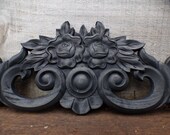 Wood applique Decorative 23 quot pediment architectural Victorian French Country floral bouquet ornamental furniture wall embellishment Supplies