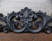 Wood applique Decorative 23 quot pediment architectural Victorian French Country floral flower ornamental furniture wall embellishment Supplies