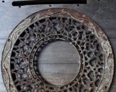 Antique Cast iron Grate chimney cover Art Nouveau decorative 15 3 4 quot circle round Architectural salvage