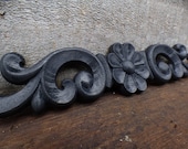 Wood applique Decorative 12 quot pediment architectural flower Victorian French Country ornamental furniture wall embellishment Supplies