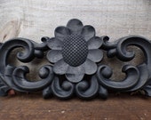Wood applique 23 quot pediment architectural Victorian French Country big flower ornamental furniture wall embellishment Supplies