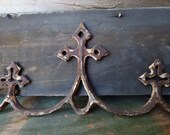 Antique iron fence pediment Cross cathedral parts Architectural salvage supplies French Country aged patina