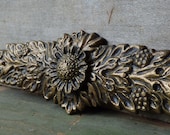 Vintage applique brass pediment Grapes Flower furniture frame embellishment mount parts Supplies architectural salvage